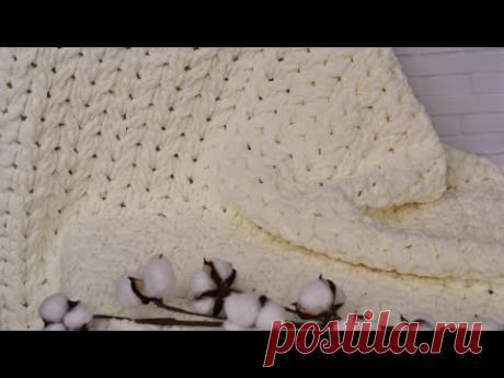 Зефирный плед из Ализе Пуффи Файн. Вязание без спиц и крючка.