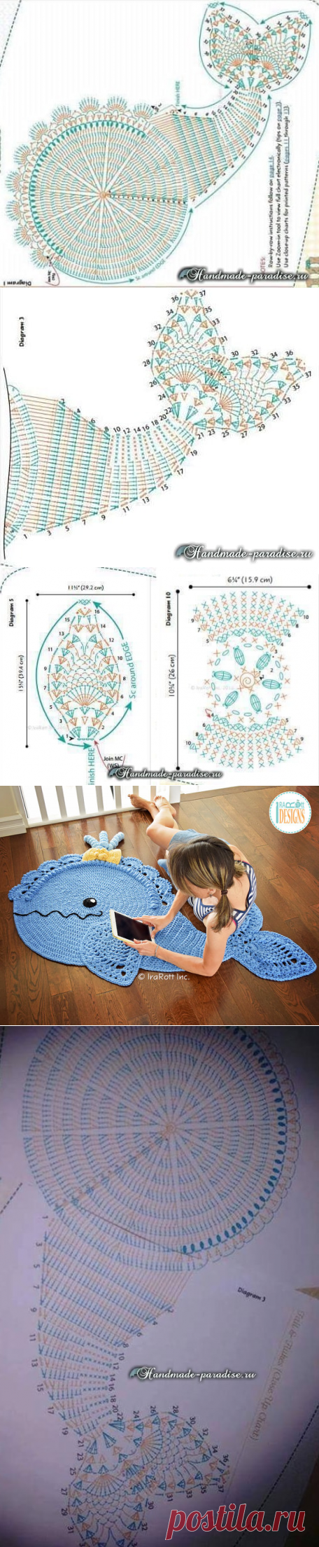 Вяжем забавный коврик в виде рыбки — Сделай сам, идеи для творчества - DIY Ideas