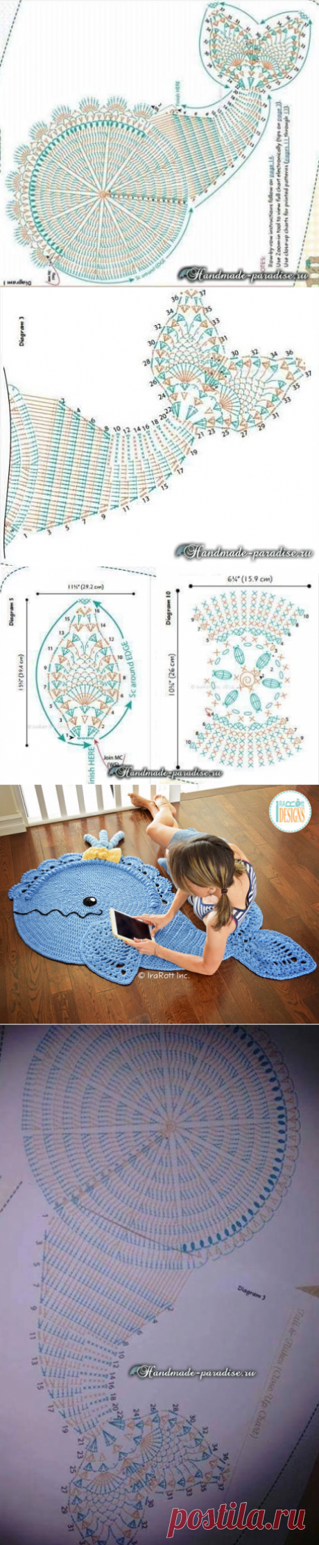 Вяжем забавный коврик в виде рыбки — Сделай сам, идеи для творчества - DIY Ideas