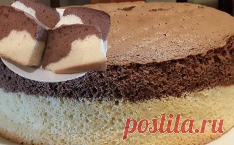 Ванильно шоколадный шифоновый бисквит