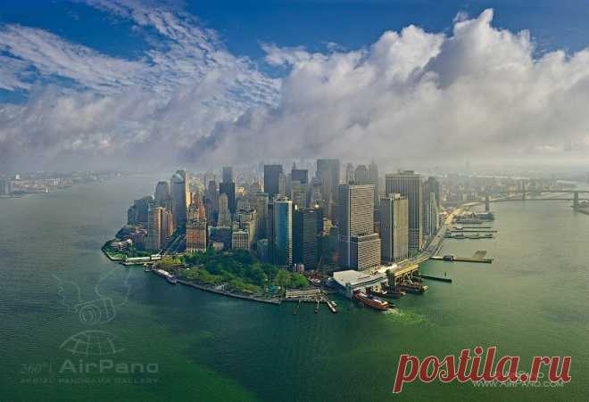 Вечерний и ночной Манхэттен, Нью-Йорк, США