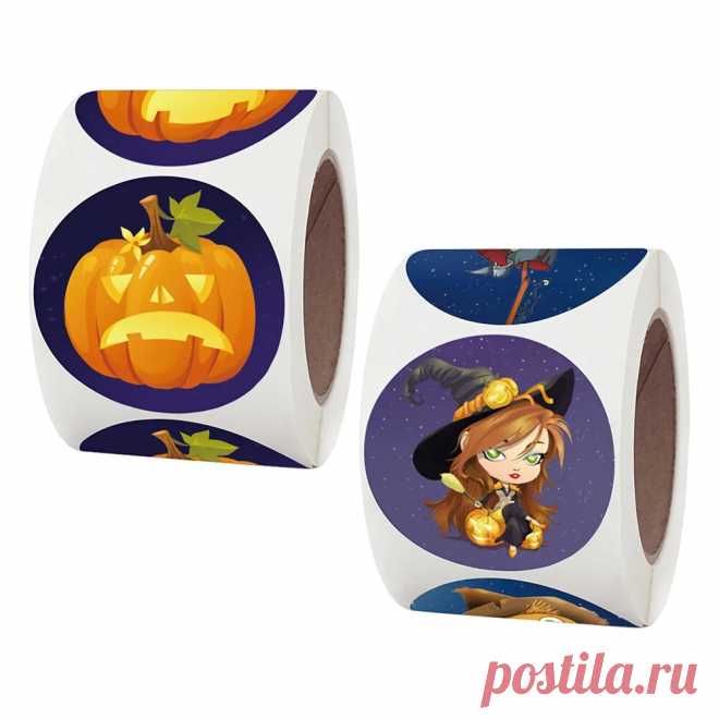 500 pcs/roll halloween stickers round pumpkin festival witch gift candy handmade cookies box package bag sealing decoration Sale - Banggood.com