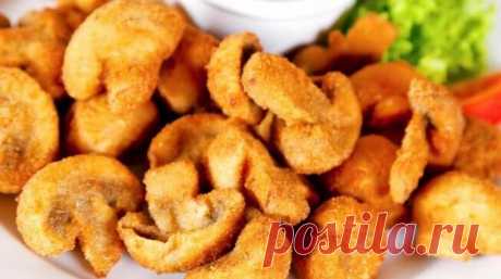 Вкусные грибочки в сырном кляре - золотистая хрустящая корочка