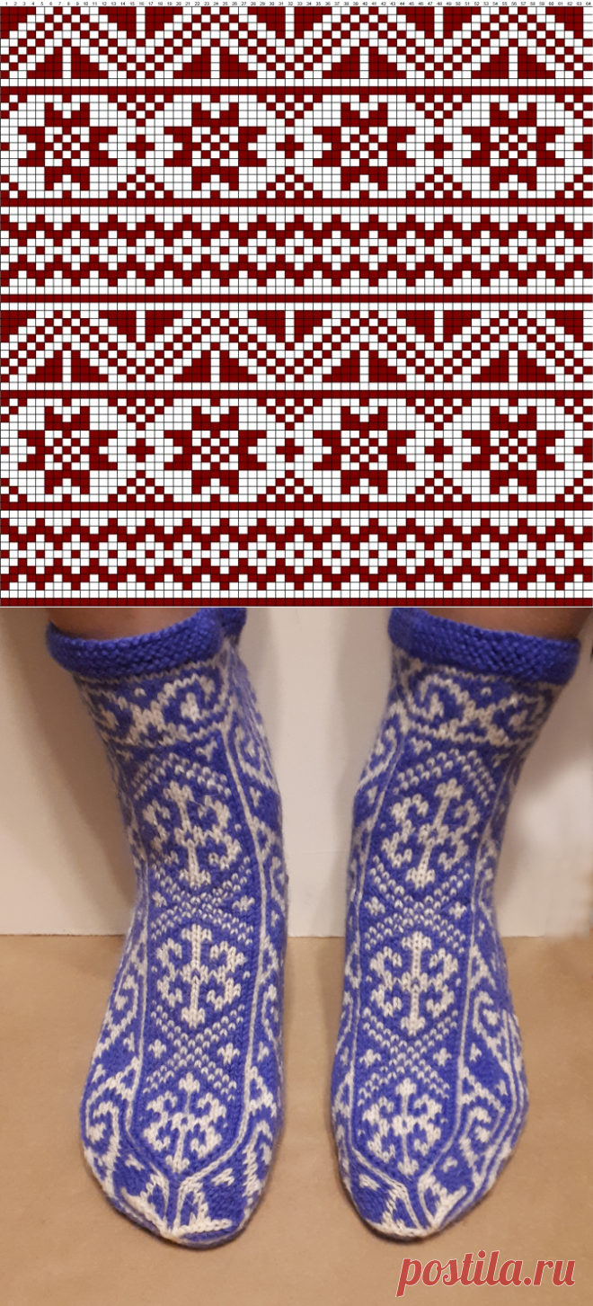 Жаккард. Носки на пяти спицах.