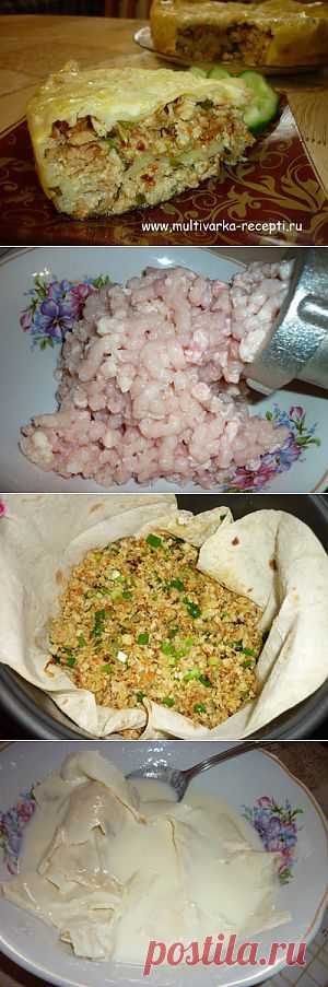 Мясной пирог из лаваша в мультиварке |