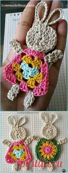 Crochet The Granny Bunny Applique Free Pattern-Crochet Bunny Applique Free Patterns