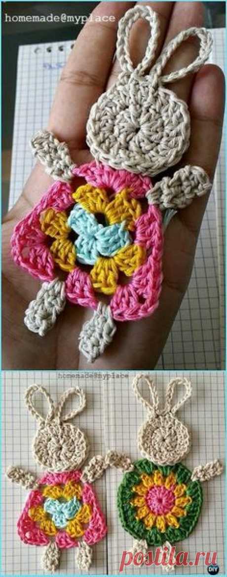 Crochet The Granny Bunny Applique Free Pattern-Crochet Bunny Applique Free Patterns