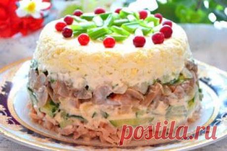 Самые вкусные рецепты: Куриный салат с яйцами и грибами
