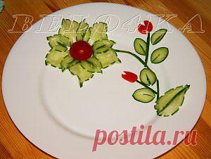 Цветок из огурца - кулинарный рецепт