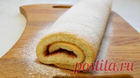 БИСКВИТНЫЙ РУЛЕТ ЗА 15 МИНУТ Быстрый вкусный и легкий