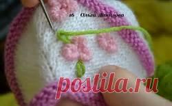 Вязаные пинетки "Цвет сакуры"