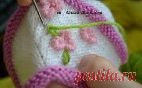 Вязаные пинетки &quot;Цвет сакуры&quot;