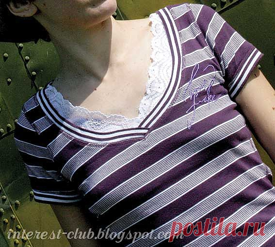Быстрый и простой декор футболки кружевом / Футболки DIY / Модный сайт о стильной переделке одежды и интерьера
