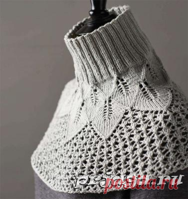 Ажурная манишка спицами