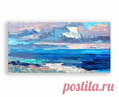 Amazon.com: Abstract Painting on Canvas, Original Art, Abstract Ocean Painting, Sky Painting, Sea Painting, Large Wall Art, Living Room Decor, Gifts: Handmade
