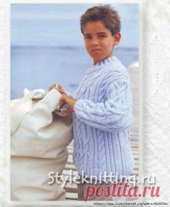 Детский пуловер спицами для мальчика
