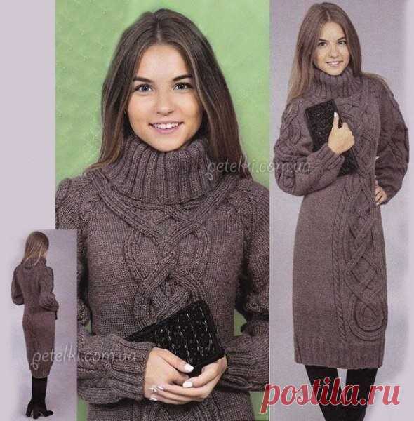 Тёплое вязаное платье