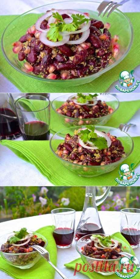 Салат из фасоли с песто из кинзы и грецких орехов - кулинарный рецепт