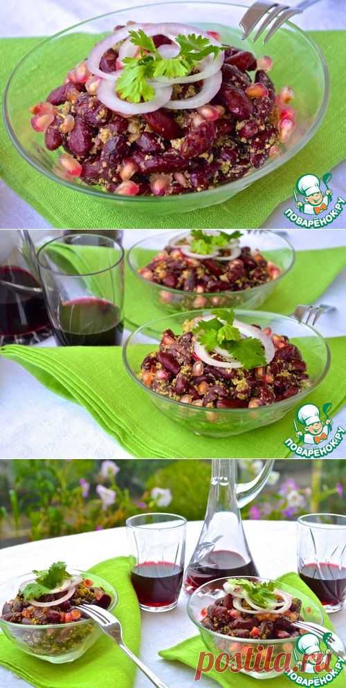 Салат из фасоли с песто из кинзы и грецких орехов - кулинарный рецепт