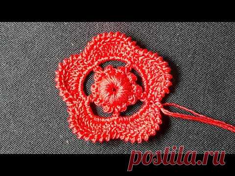 Цветок 5  лепестков для красного платья. Ирландское кружево.