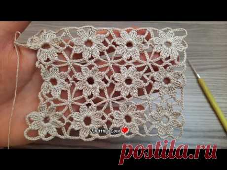 WONDERFUL Beautiful Flower Crochet PatternTunisia Knitting Free Tutorial for beginners Tığ işi örgü