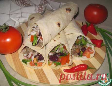 Лаваш с мясом, рисом, фасолью и помидорами – кулинарный рецепт