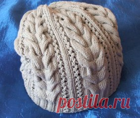 Шапочка и митенки “Ажурная осень” вязаные спицами.
                           
Размер: на окружность головы 55-57 см
Вам потребуется: 80 г пряжи на шапочку и 40 г пряжи на 
митенки (ALIZE Cotton Gold, 55% хлопок, 45% акрил, вес: 100 гр., длина: 
330 м), круговые спицы.
Основные узоры:
Резинка: вязать по схеме (раппорт 24 петли и 4 ряда)
Основной узор для шапочки: вязать по схеме (раппорт 31 петля и с 7-го по 16-й ряд)
Основной узор для митенок: вязать по схеме (раппорт 55 ...