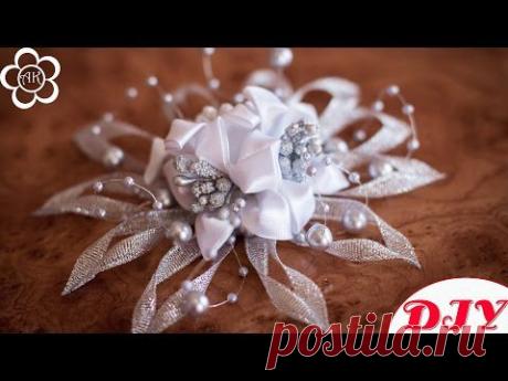 Заколка Канзаши в Школу / 1 сентября / Kanzashi