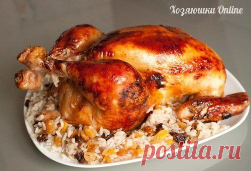 Курица фаршированная рисом с ананасами – рецепт в духовке