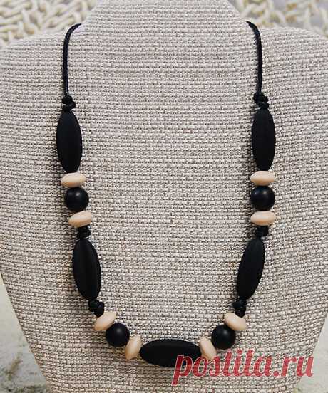 GUMEEZ Black &amp; Sandstone Naturalist Teething Necklace | zulily