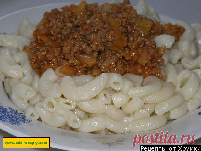 Макароны с мясом и помидорами