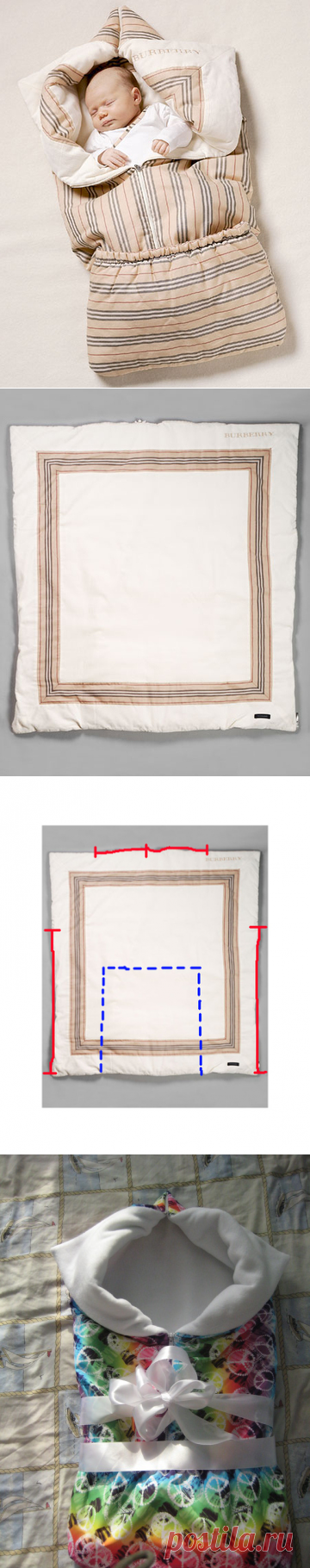 Выкройка Конверта для новорожденного Burberry!!! (Одеяло-трансформер)) - Рукоделие - Babyblog.ru - одеяло трансформер