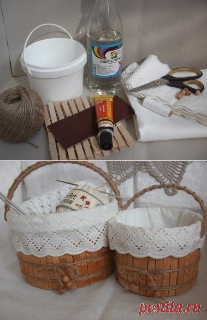 Корзинка из ведерка от майонеза