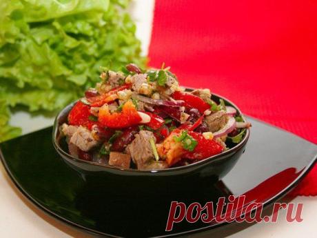 Рецепт салата с говядиной и фасолью