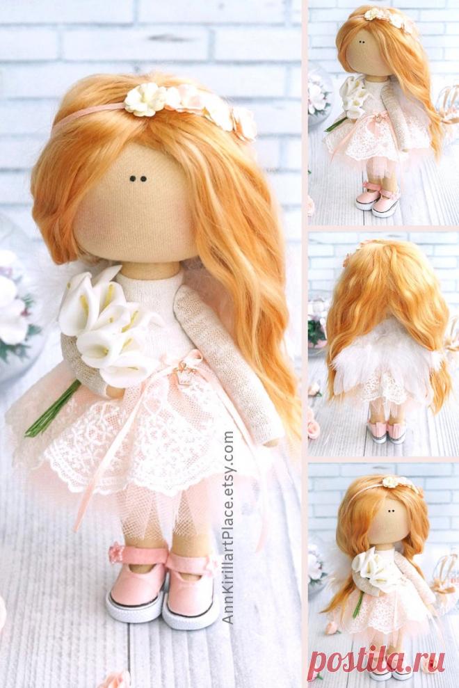 Pink Angel Doll Handmade Tender Colors Art Doll Home | Etsy