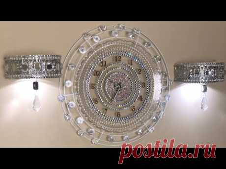 DIY Glam Wall Decor Ideas | Dazzling Wall Clock and Sconces