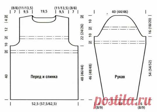 Как связать свитер: Выкройки мужских рубашек . Приёмы вязания