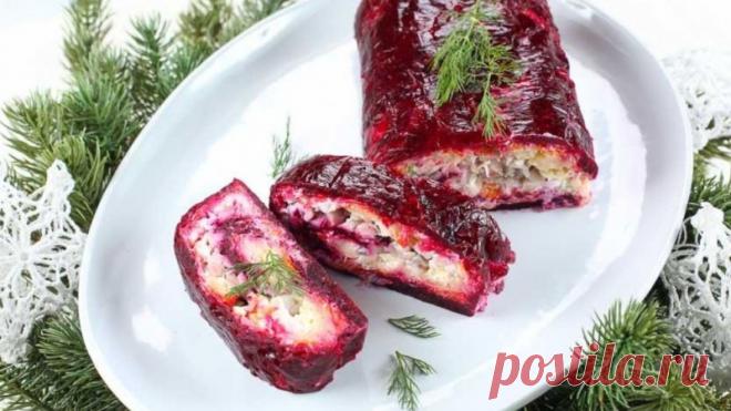 Салат «Селедка под шубой» в виде рулета