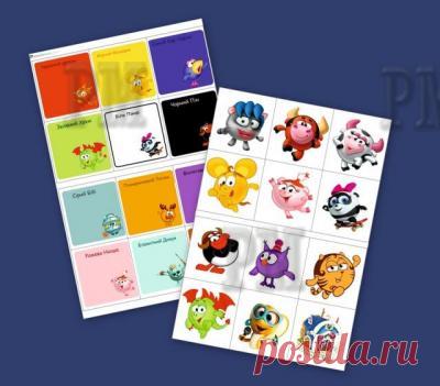 Лото "Смешарики" для изучения цвета