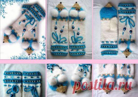 Варежки спицами. Подборка из 25 моделей варежек связанных спицами с описанием и схемами., Вязание для детей