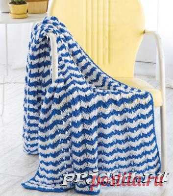 Сине-белый плед крючком