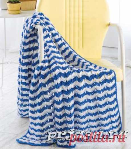 Сине-белый плед крючком