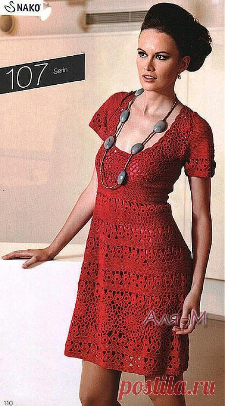 Вязание. Коралловое платье крючком от NAKO-2012..