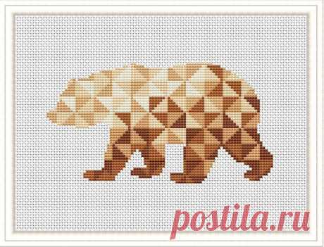 Modern Geometric cross stitch pdf pattern Bear nursery easy | Etsy