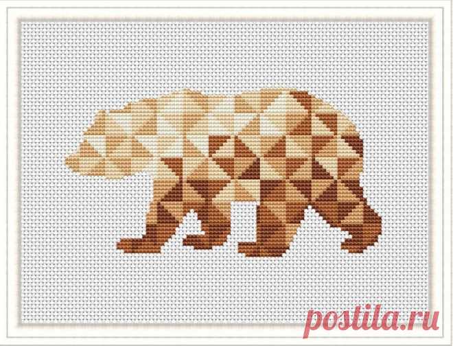 Modern Geometric cross stitch pdf pattern Bear nursery easy | Etsy
