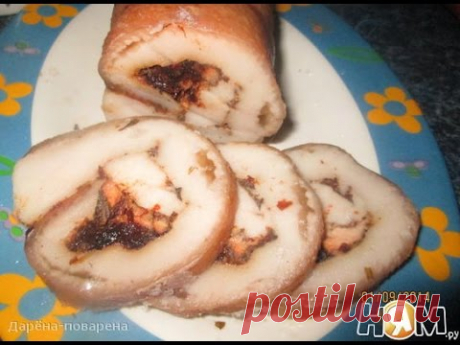 Рулет из сала с курицей и черносливом. Пошаговый рецепт с фото - YouTube