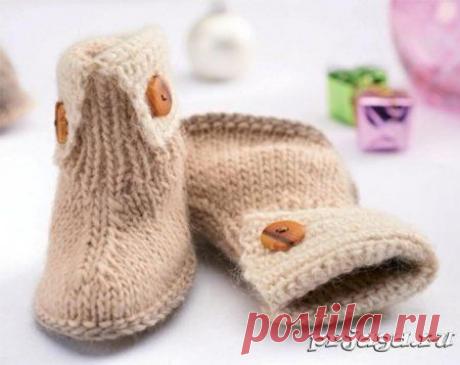 Мастер класс по вязанию зимних детских сапожек спицами