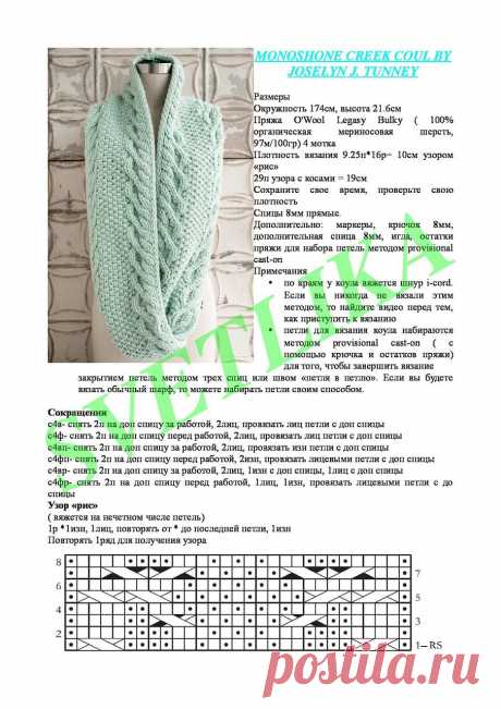 Модные шарфы-СНУДЫ (Snood) спицами 5. Идеи и описания.11 моделей