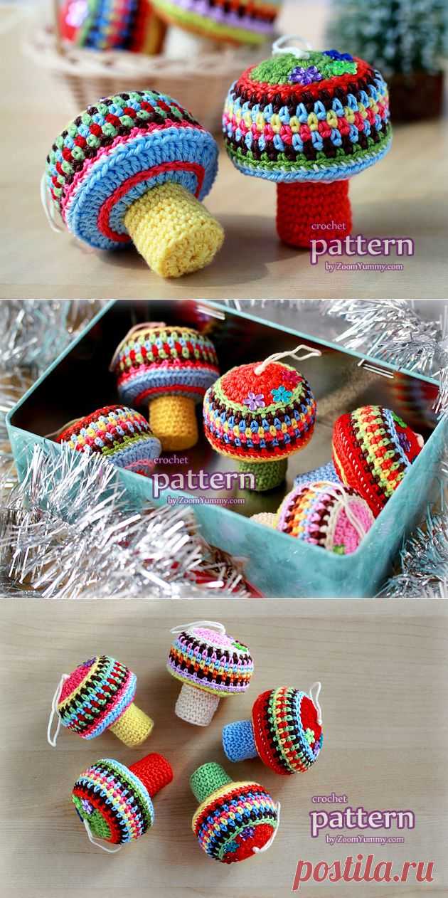 New Pattern – Happy Crochet Mushroom Ornaments « Crochet « Zoom Yummy