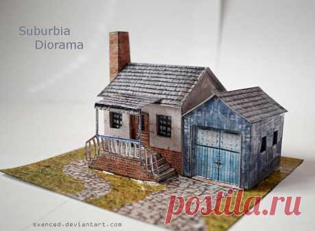 Suburbia Diorama Papercraft 1 +Скачать Хороший и маленький papercraft, созданный мной. Оригинальная сборка / шаблон от: Papermau Photo2: [link] уровень сложности: средний прямая ссылка на скачивание: [link]